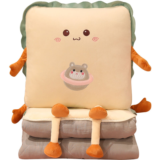 Lifcausal - 2-in-1 Blanket Pillow Folding Blanket Extend Throw Pillows for Home Office Car Safa (Khaki Hamster-45X45cm)