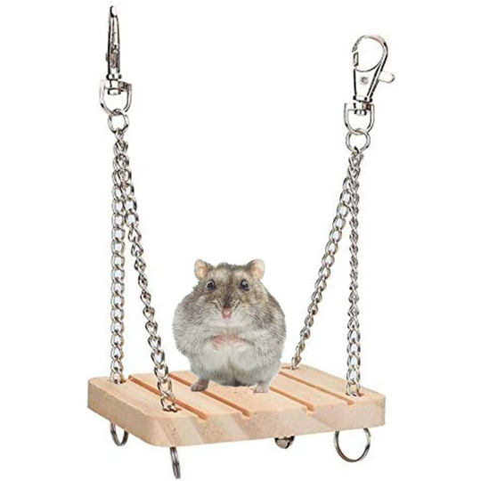 Perle Rare - Hamster Swing Toy Wooden Animal Hanging Bed Hamster Cage Accessories for Hamster Gerbil Guinea Pig Chinchilla,7*9*1cm