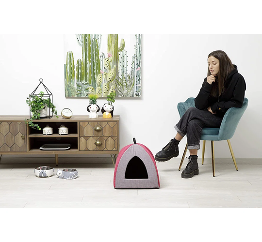 Hooded Dog Bed with Padded Pillow