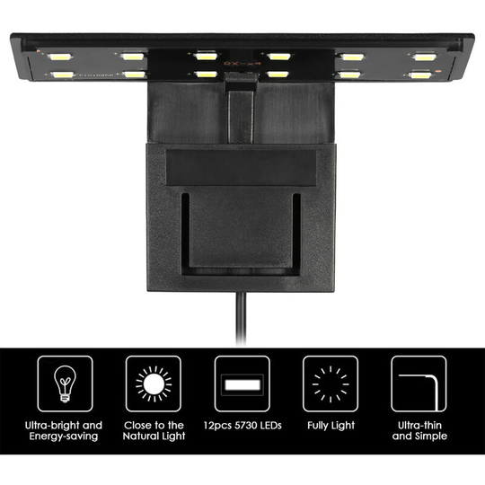 5W Ultra-thin Aquarium led Light Ultra Bright Clip-on Lighting Lamp 12 LEDs for Aquarium Fish Tank