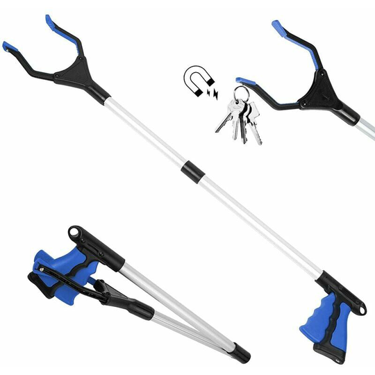 Clamp, 82Cm Aluminum Foldable Clamp With Rubber Rotating Clamp, Foldable Elderly Clamp Long Arm Extension For Trash/Litter Picker, Garden Trash Clamp