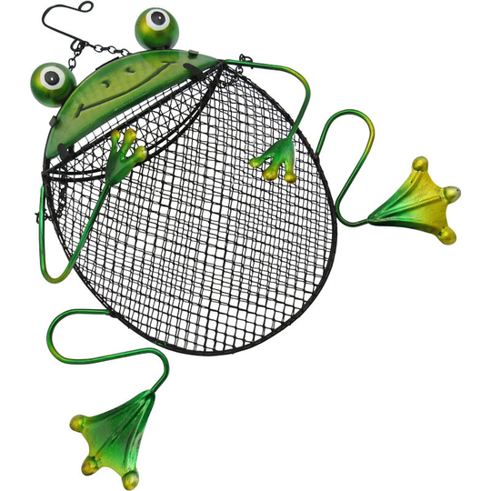 Hanging Bird Feeder (Novelty Garden Metal Mesh Wild Feed Cage Unusual Unique Quirky Fun Frog)