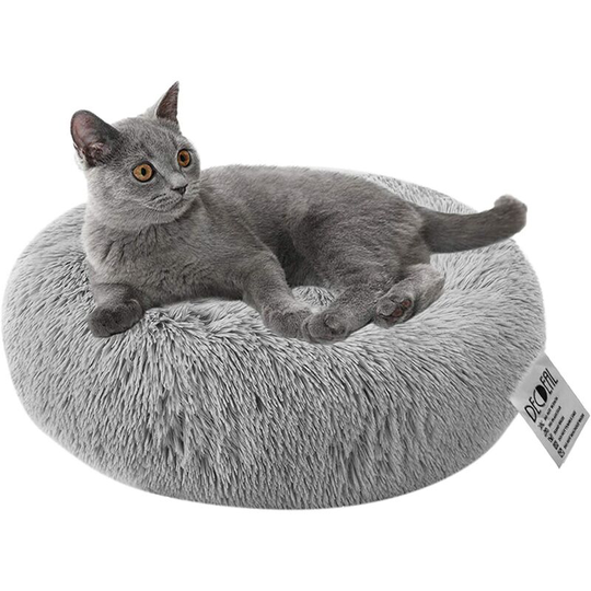 Cat Bed Dog Bed Round Soft Pet Bed Donut Dog Bed Nest Deep Sleep Pet Thick Mattress Dog Bed Suitable for Cat Puppies Kitten Small Pets - Light gray