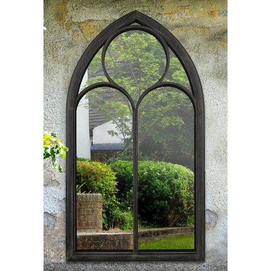 Eladio Window Pane Wood Framed Wall Mounted Accent Mirror in Black