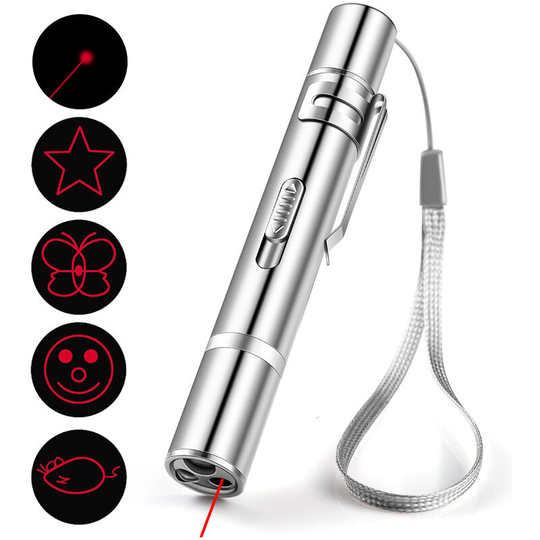Muff - Cat Laser Toy, Red Dot led Light Pointer Interactive Toys for Indoor Cats Dogs, Long Range 3 Modes Lazer Projection Playpen for Kitten Outdoor