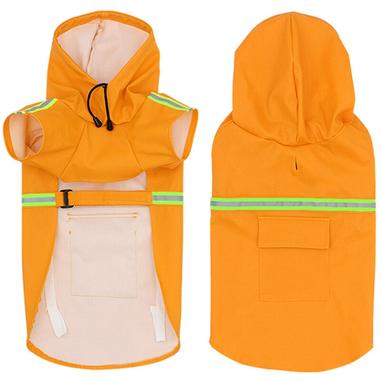 Reflective Dog Raincoat - Waterproof Dog Raincoat with Hood, Adjustable Girth (Orange l) - Muff