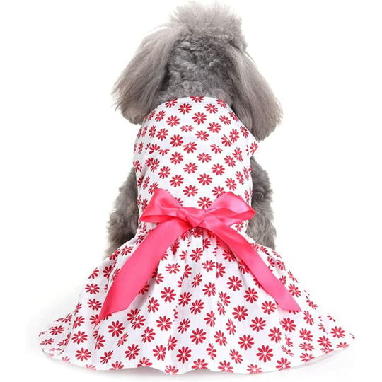 Soekavia - Dog Dress Cute Pet Skirt Elegant Shirts Sundress Bowknot Summer Puppy Apparel Clothes Small Medium Girl Dogs Cats Wedding (Pink-XS)