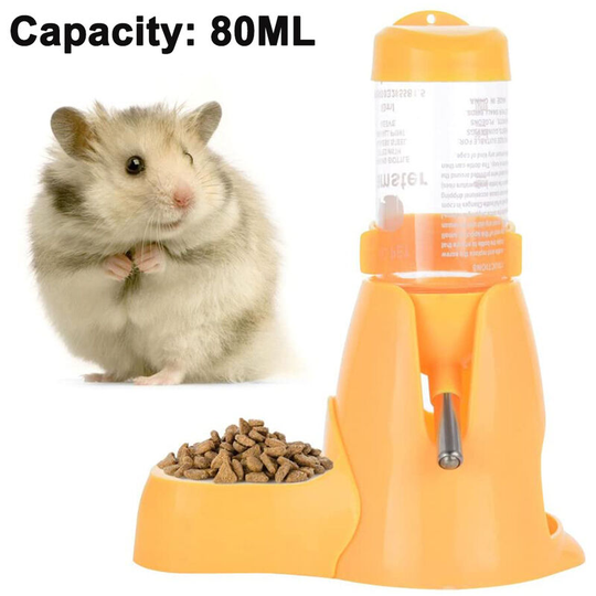 Devenirriche - Hamster Water Bottle,Little Pet Automatic Drinking Bottle with Food Container Base Hut Hanging Water Feeding Bottles Auto Dispenser