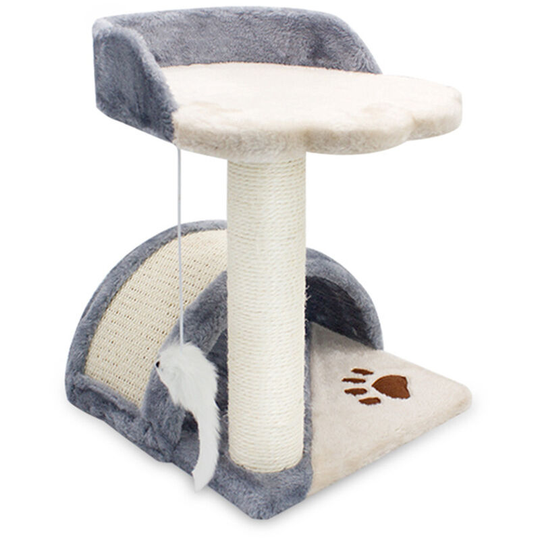 Cat Scratching Tray Cat Scratch Stick Centre with Hanging Paly Toy , Grey - Livingandhome
