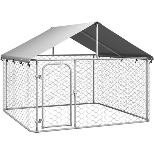 Outdoor Dog Kennel with Roof 200x200x150 cm Vidaxl Silver