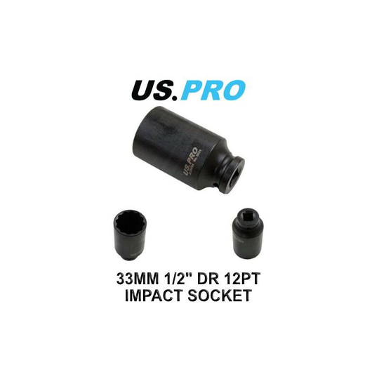 Tools 33mm 1/2' dr vw Golf Front Axle 12pt Impact Hub Nut Socket 3431 - Us Pro