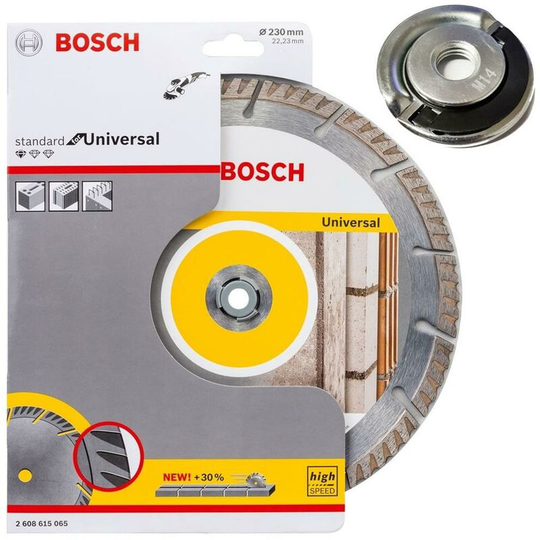 Universal Diamond Blade 9' 230mm High Speed + Quick Change Locking Nut - Bosch