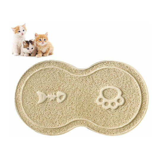 Tapis de litière pour chat Set de table pour chat Tapis de sol pour chat Tapis de toilette pour chat Tapis de litière pour chat 8 formes (Beige