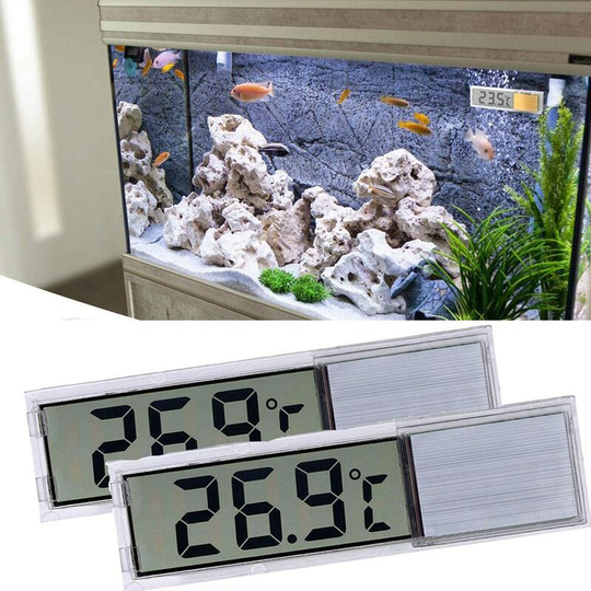 Aquarium Thermometer, 2PCS High Sensitivity Digital Aquarium Thermometers, Two Side Stickers, Accuracy Up to 0.1 Degree (Silver)