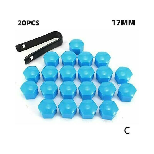 20pcs/lot 17MM/19/21MM Car Wheel Nut Caps abs Auto Trim Tyre Wheel Nut Cover Screw Bolt Protection Covers Screw Protector,Blue21MM Thsinde
