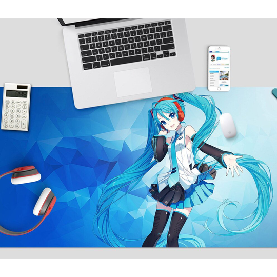 (W80cmxH40cm(21''x16'')) 3D Hatsune Miku 277 Anime Desk Mat Office Desk Mouse Mat Big Keyboard Game