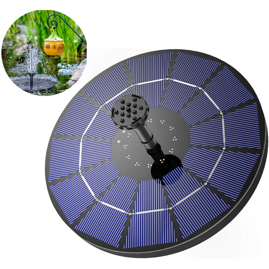 Devenirriche - Solar Fountain Pump, Solar Water Pump Floating Fountain built-in Battery, with 6 Nozzles, for Bird Bath, Fish tank, Pond or Garden