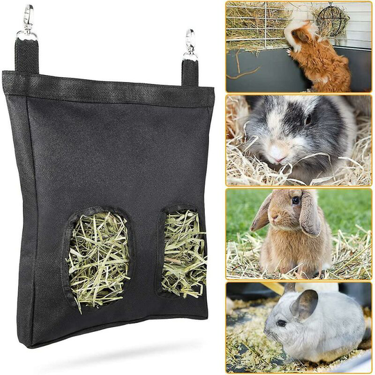Deckon - Rabbit Hay Feeder Bag, Guinea Pig Hay Feeder Storage Hanging Feeding Hay For Small Animals Oxford Cloth Fabric(1pcs,black)