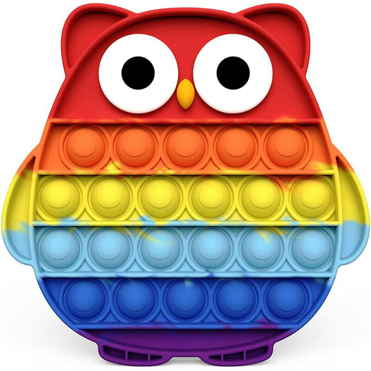Push Pop Bubble Fidget Toy, Sensory Fidget Toys for Kids Adults, One Side Louder Push Bubbles Pop, Fidget Popper Stress Reliever Toys-Owl