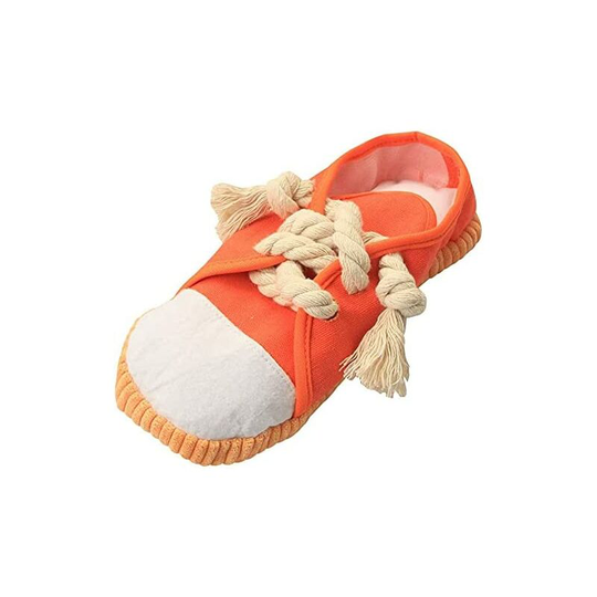 Dog Chew Toys,Creative Shoes Shape Squeaky Toy, Durable and Safe Dog Playing Toy Funny Shoes Sound Toy for Small and Medium Pets orange