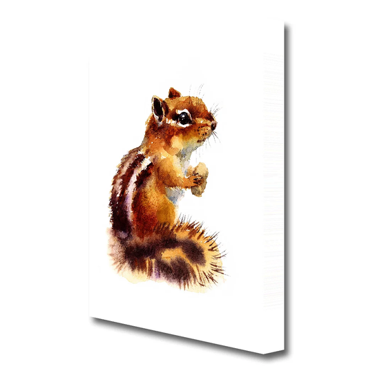 Squirrel Nuts Wild Life - Wrapped Canvas Painting Print