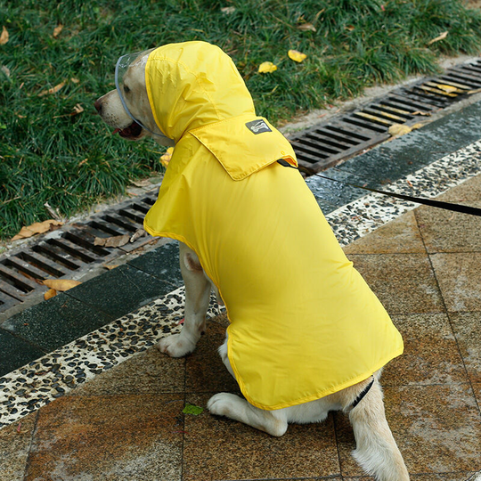 Pet Hooded Foldable Raincoat for Dogs Rain Jacket Reflective Strips Lightweight Adjustable Poncho for Small Medium Dogs (1 Pack, Yellow, l)