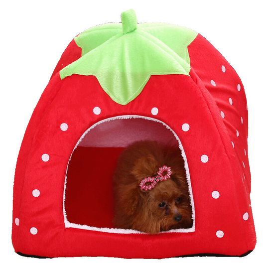 Bette Small Pet Winter House, Multifunctional Strawberry Warm Nest Bed, Non-slip Sleeping Bag for Hamster Guinea Pig Hedgehog Squirrel Hedgehog Red