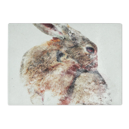 Tempered Glass Brown Rabbit Chopping Board