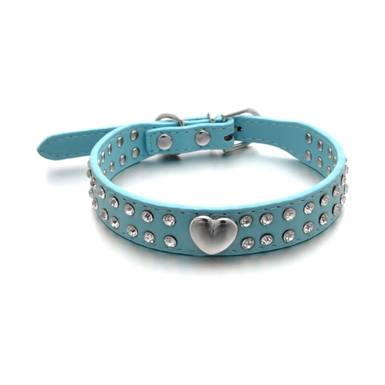 1 Pcs Adjustable Crystal Dog Collar Bling Rhinestone Pet Collar Heart Studded pu Leather Dog Collar for Small and Medium Sized Dogs, s Size l*w