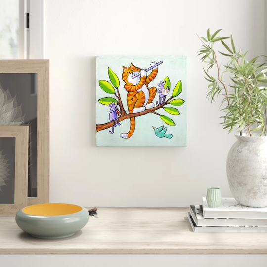 "Out on a Musical Limb" by Janet Nelson Painting Print on Wrapped Canvas