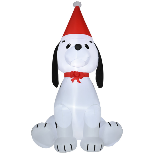 HOMCOM 6ft Inflatable Christmas Puppy Dog Wearing Santa Hat Built-in