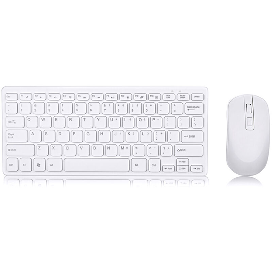 KM901 Keyboard Mouse Combo 2.4G Wireless 78 Key Mini Keyboard and Mouse Set Portable Office Combo, White - White