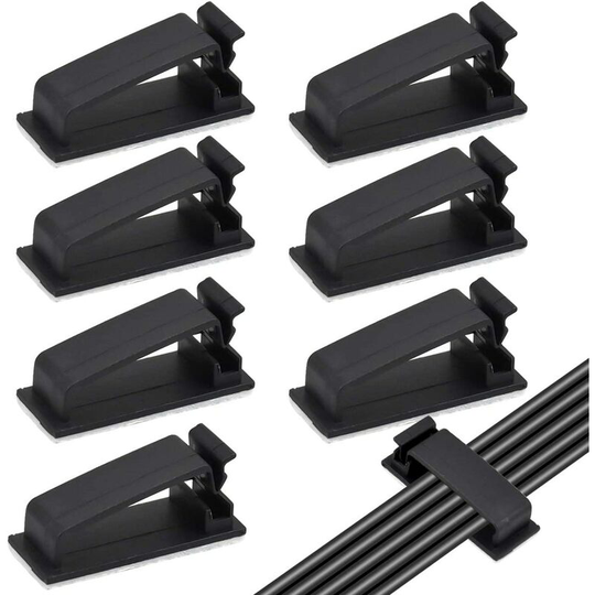 Perle Rare - 50PCS Black Adhesive Cable Clips, Cable Tidy, Electrical Wire Organizer Cable Management for Ethernet Cables tv, Charger, Car, pc,