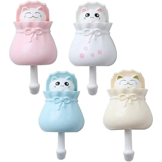 Echoo - Cute Cat in Bag Coat Hook, Key Hook, Hat Hook, Towel Bag Scarf Wall Hook, Decorative Wall Hook Wall Hanger Holder for hanging coats, keys,