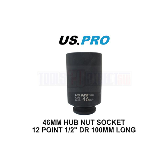 Tools 46mm 1/2' dr 12 Point 100mm Deep Hub Nut Socket, Gearbox etc 3503 - Us Pro