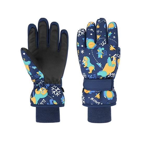 Sun Flowergb - Size : l Dark Blue) Waterproof and Breathable Ski Gloves for Children Snowboarding - for Winter and Cold - Rabbit Pattern - for