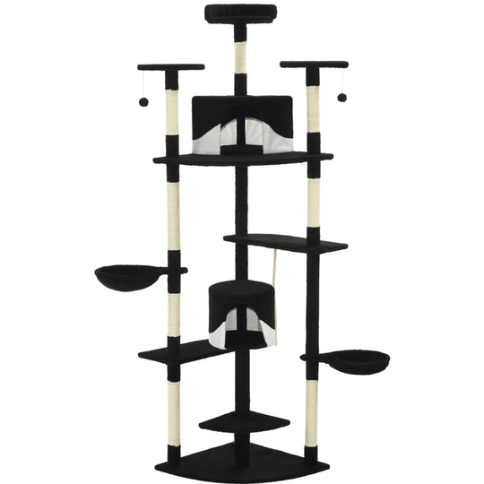 Vidaxl - Cat Tree with Sisal Scratching Posts 203 cm Black and White Multicolour