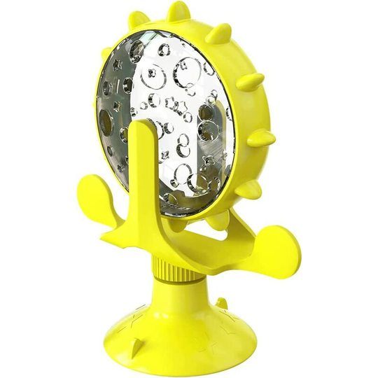 1 piece Windmill Cat Toy, Cat Windmill Spins, Ferris Wheel Interactive Cat Toy, 360° Rotating Food Leak Toy Yellow