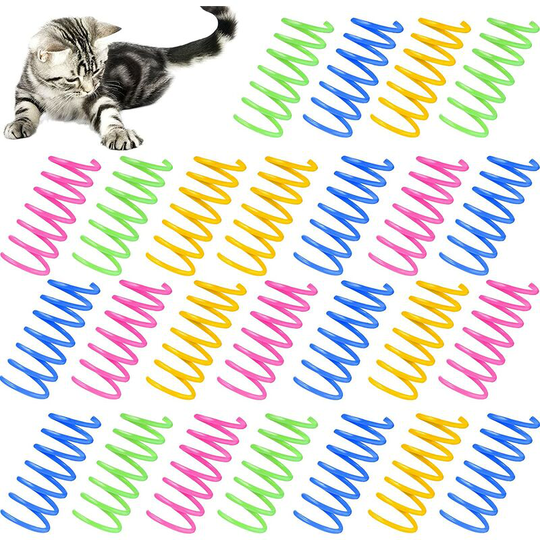 180 Pieces Cat Spring Toys Pet Wide Plastic Colorful Springs Cat Toys Kitten Coil Spiral Springs for Interactive Kitten Bouncing Play Training, 4