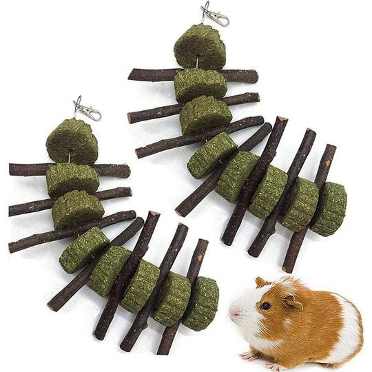 LITZEE Hamster Chew Toys Apple Sticks, Natural Tree Branch Chew Toys Apple Sticks Pet Teeth Chew Toys Small Pet Hamster Rabbit, Caviar, Guinea Pig