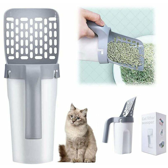 Scooper Cat Litter Scooper Built-in Detachable Deep Scoop Holder with 1 Roll Litter Bags with Poop Sieve