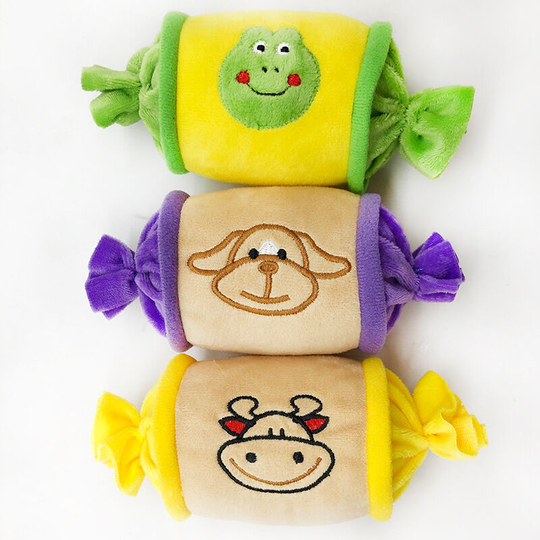 3 pcs tricolor candy, pet chew toy, dog puzzle, interactive toy, plush sounding toy, dog toy 17 * 7cm