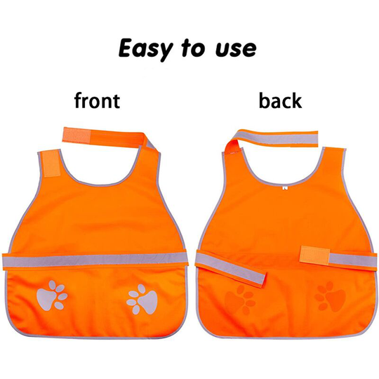 Reflective dog vest. The high visibility neon orange dog vest helps protect your best friend. Protect your puppy from motorists and hunting