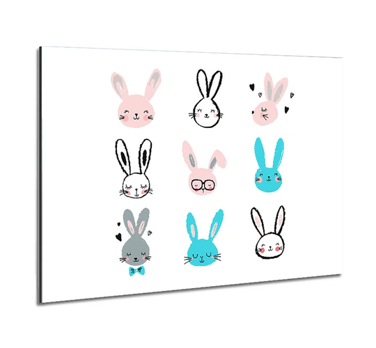 Rabbit Faces - Unframed Painting on Metal