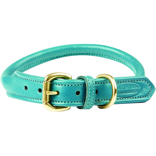 Rolled Leather Dog Collar (s) (Teal) - Teal - Weatherbeeta