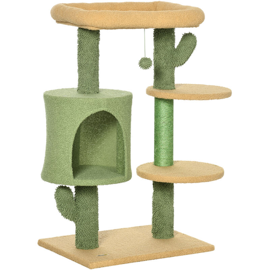 Multi Level Cat Tree w/ Scratching Post, Cat House and Bed - Green - Green - Pawhut