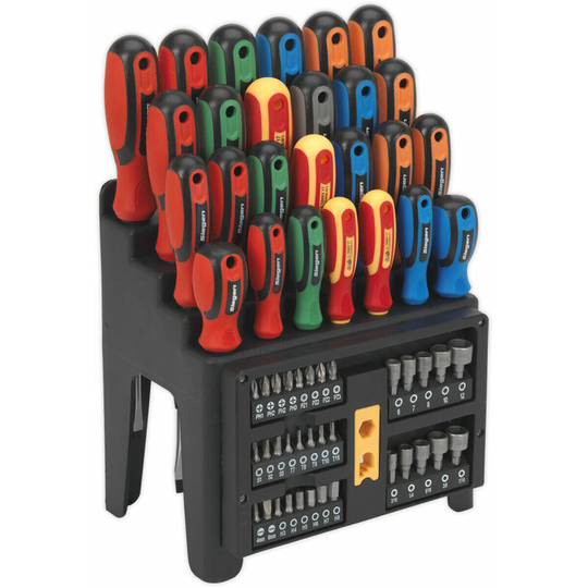 61 pack - Large Screwdriver Nut Driver & Bit Set - Colour Coded & Storage Stand
