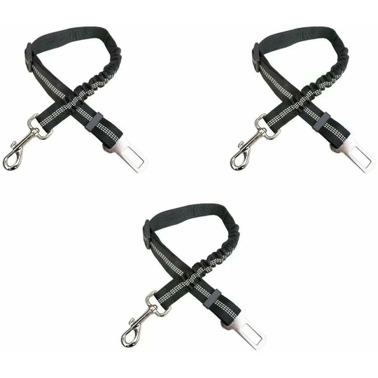 Betterlifegb - 3 Pack Pet Safety Strong Leash Leads, Adjustable Safety Heavy Duty Elastic Lead Harness for Cars with Elastic Nylon Bungee Buffer,