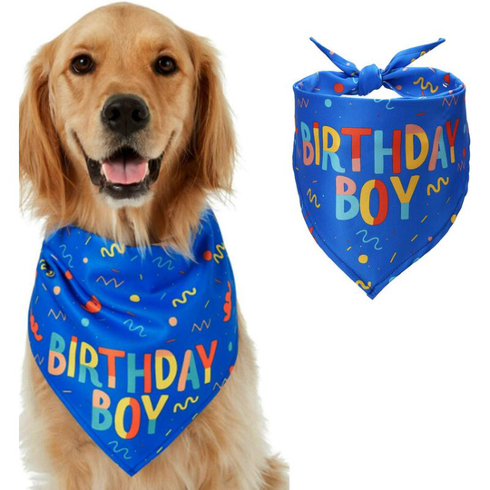 Dog bandana for birthday, adjustable cat dog scarves triangle scarf pet decoration bib small medium large dogs (blue) Soekavia