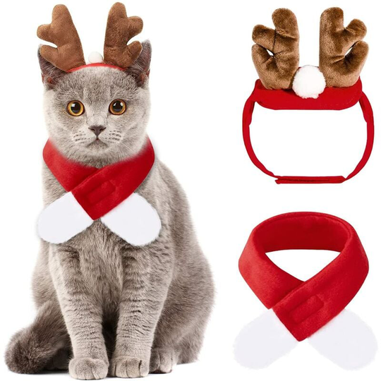 Kartokner - Christmas Costume for Cat Dog, 2 Pcs Christmas Cat Costume, Christmas Cat Costume, Christmas Cat Dress Christmas Cat Costume Red Costume